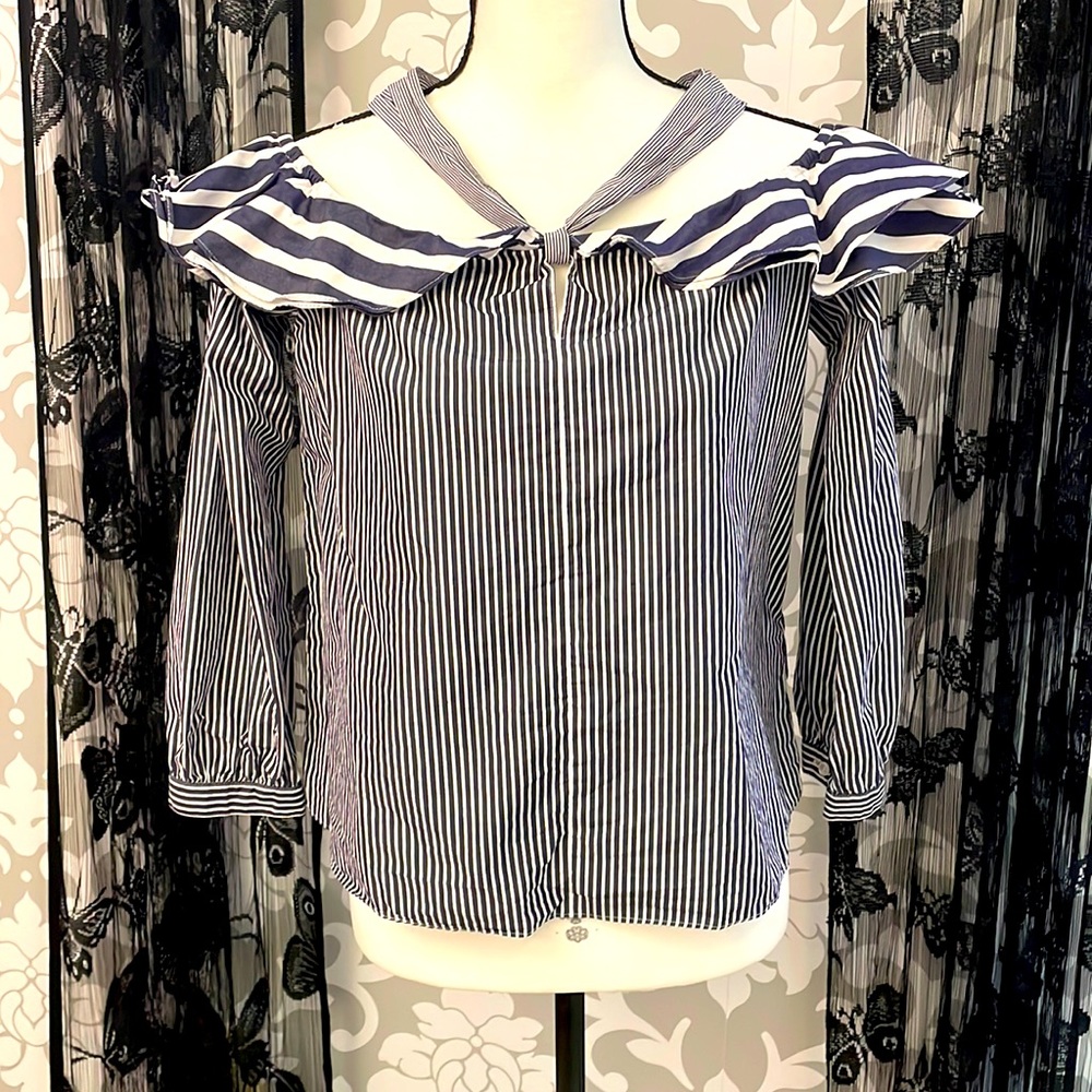 J. Crew Navy & White Striped Top Size 8